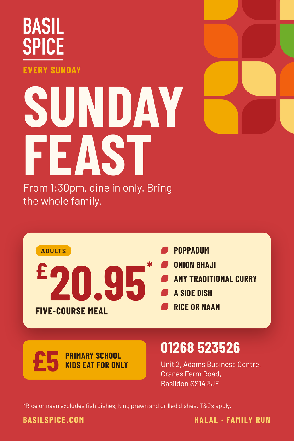 Basil Spice Sunday special: five-course family meal
